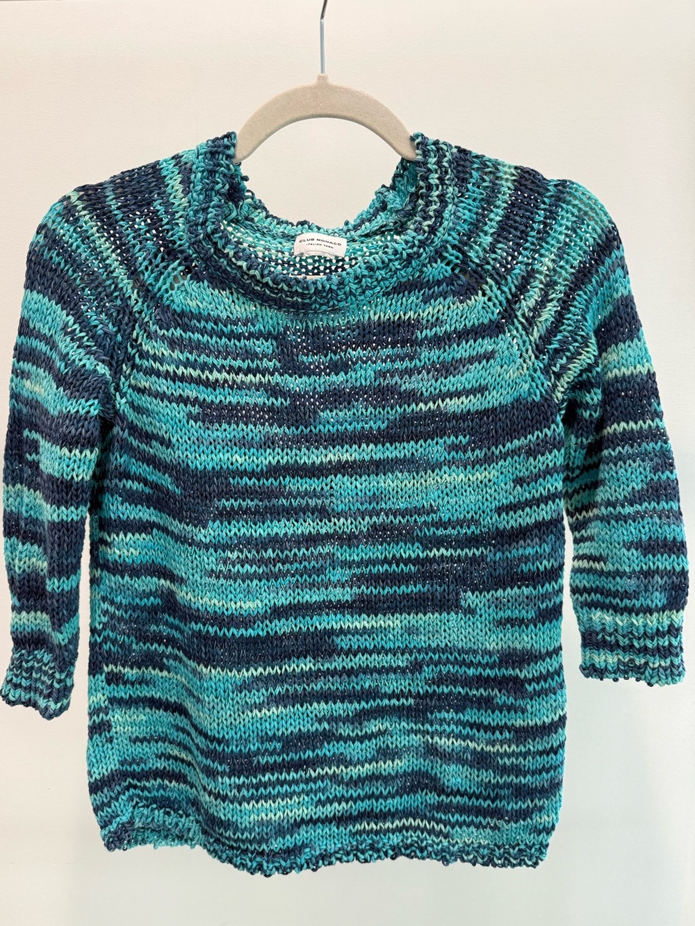 Club Monaco Blue Space-Dye Style Italian Yarn Sweater
